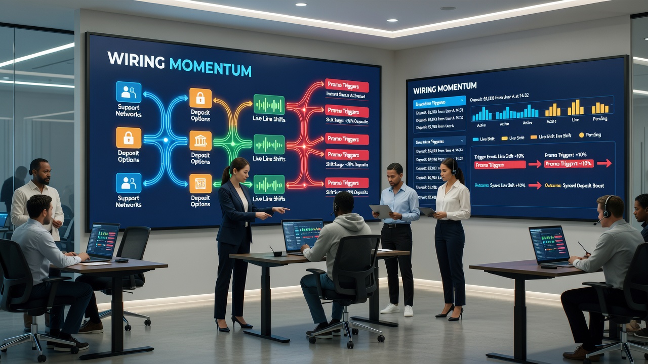 Support network dashboard displaying deposit sync with live line changes and promo activations